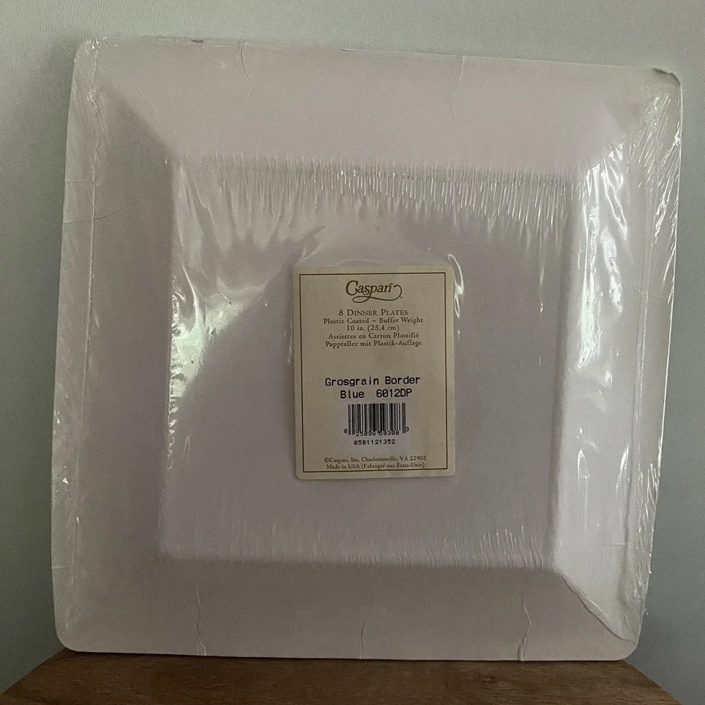 Caspari Tiffany Grosgrain Blue 8 Dinner Plates 10 Inch New Sealed Party Shower